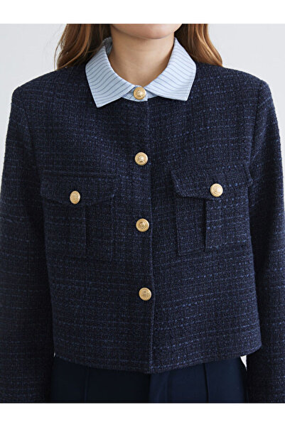 LC Waikiki Женско туидно сако с яка на риза