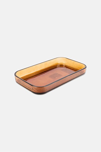 Muy Mucho Decorative Glass Tray, Brown