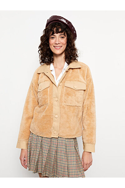 LC Waikiki Plain Long Sleeve Plush Women's Shirt Jacket