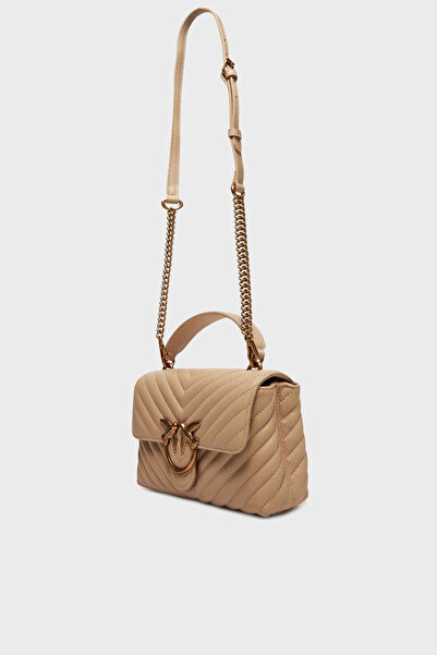 PİNKO Genuine Leather Detachable Chain Strap Bag with Logo Bag 100044 A0Gk C50Q