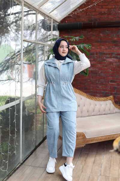 EMİNE ÖZTÜRK LUXURY MY312 ARKASI DANTELLİ JEAN YELEK 25S9901