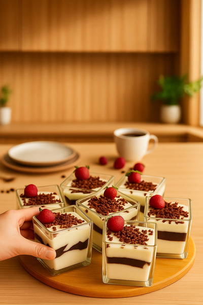 Kezze 12'li Cam Magnolia Kase Seti-Şık Sunumlar İçin Tatlı Puding ve Dondurma...