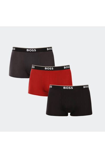BOSS Erkek Logolu Elastik Bel Bantlı Pamuklu 3'lü Paket Kahverengi Boxer 5053...