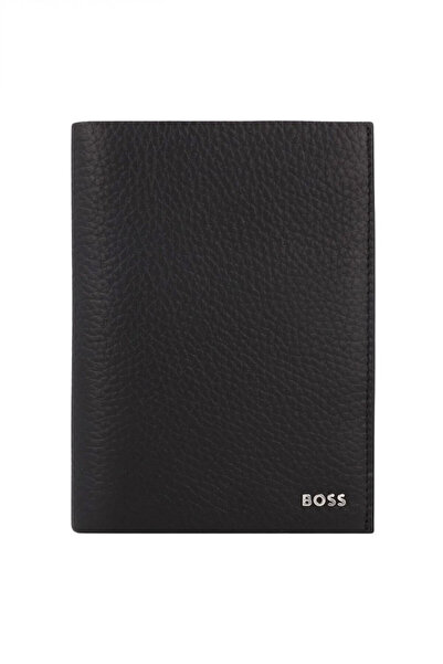 BOSS Erkek Metalik Logo Kabartmalı Ekstra Kart Bölmeli Fermuar Cepli Siyah Cüzdan 50548793-001