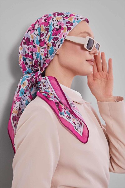 Levidor وشاح ناعم بنمط زهور مختلطة باللون الفوشيا