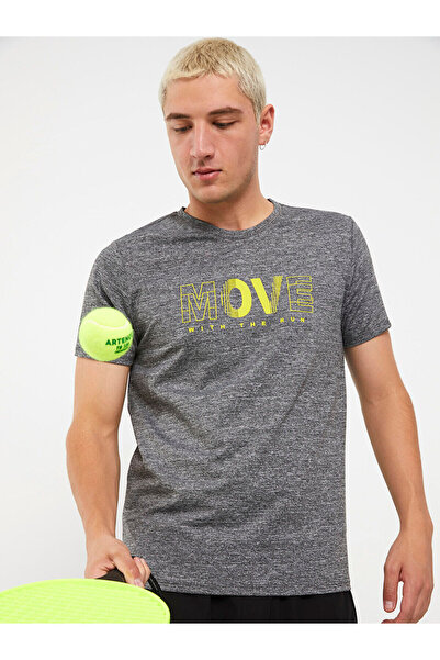 LC Waikiki Ανδρικό μπλουζάκι με κοντό μανίκι με τύπωμα σε γκρι χρώμα