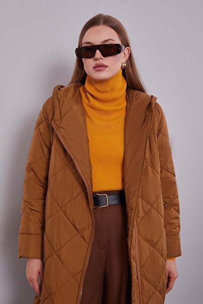 Levidor Μπουφάν με καπιτονέ μοτίβο καφέ μεγέθους Maxi