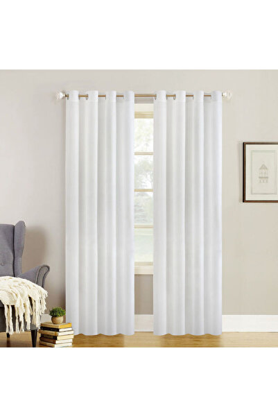 HALAMODO طقم ستائر كلفن بيضاء 140×240 سم