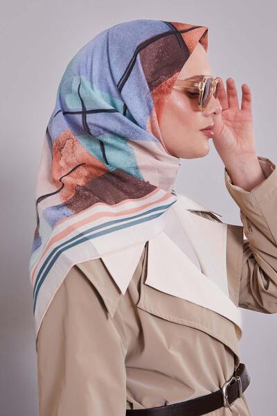 Levidor Salmon Abstract Pattern Cotton Scarf