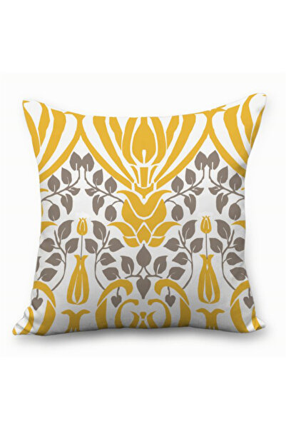 HALAMODO غطاء وسادة مزخرف ناعم بتصميم أوراق الشجر باللون الأبيض والأصفر والرم...