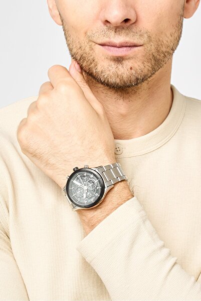 Roccobarocco Men RB5327M-03M Stainless Steel Analog Watch 40mm, Silver