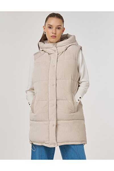 Kayra Velvet Paneled Inflatable Vest Stone