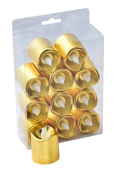 HALAMODO شمعة شاي LED بدون لهب تعمل بالبطارية، 12 قطعة، ذهبية، 4×5 سم