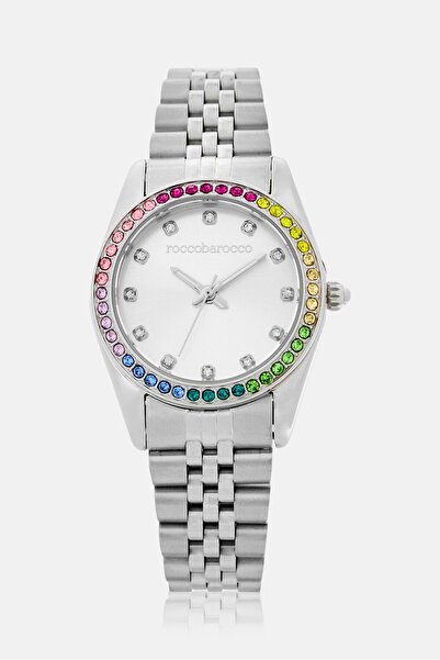 Roccobarocco Women RB4656L-02M Analog Stainless Steel Watch 31 mm, Silver