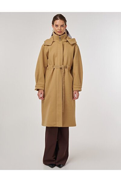 Kayra Hooded Kaşe Kaban Bitter Brown