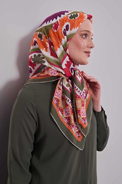 Levidor Khaki Ethnic Pattern Cotton Scarf