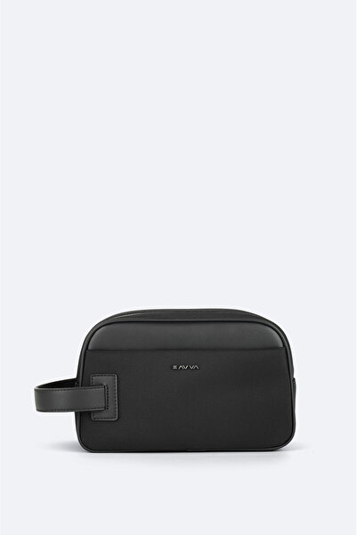 Avva Men's Black Double Zipper Handbag A52Y9104