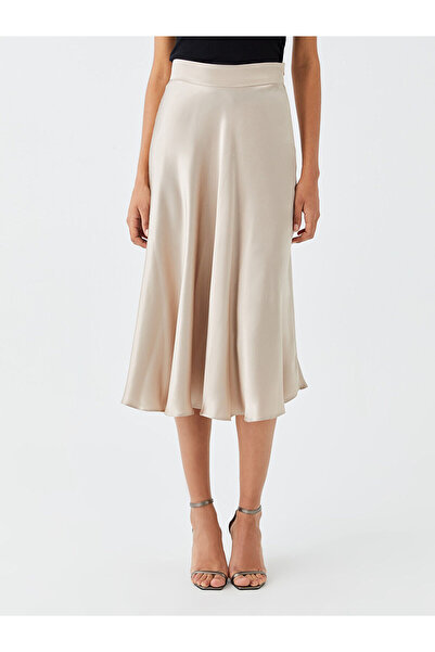 LC Waikiki Zippered Waist Plain A-line Satin Women's Skirt