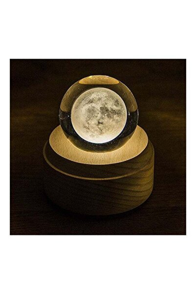 Generic 3D Word Engraving Moon Pattern Crystal Ball White/Clear 28x2x20 cm