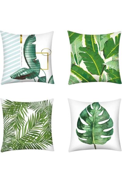 DOMEET 4-Piece Decorative Sofa Pillow Set Green/White/Gold