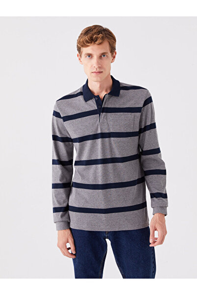 LC Waikiki Ανδρικό φούτερ με μακρυμάνικο ριγέ με σχέδιο Polo