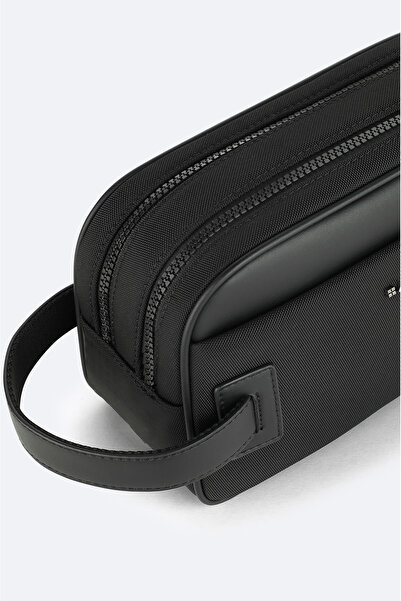 Avva Men's Black Double Zipper Handbag A52Y9104