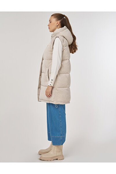 Kayra Velvet Paneled Inflatable Vest Stone