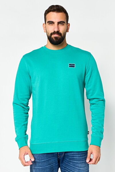 Vans Men Sportswear Fit Long Sleeve Outdoor Sweatshirt, Teal Green