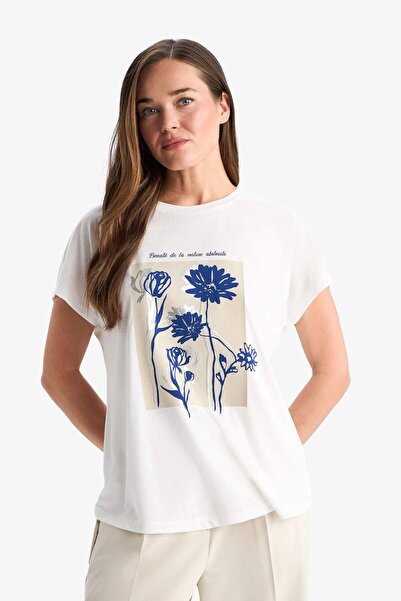 DeFacto Crew Neck Floral Short Sleeve T-Shirt E9875Ax25Au