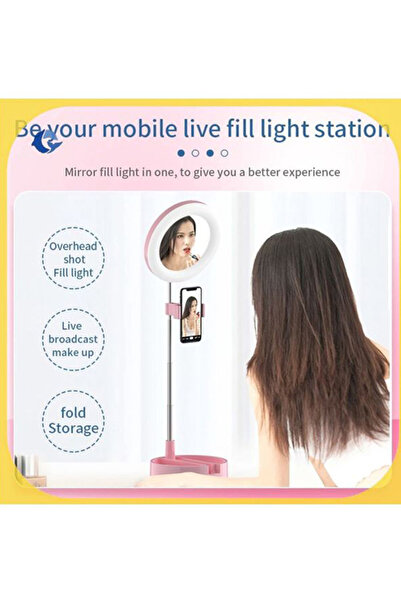 HALAMODO Pink/White/Silver Multipurpose Tripod Desk Lamp with Phone Holder 18x18x7cm