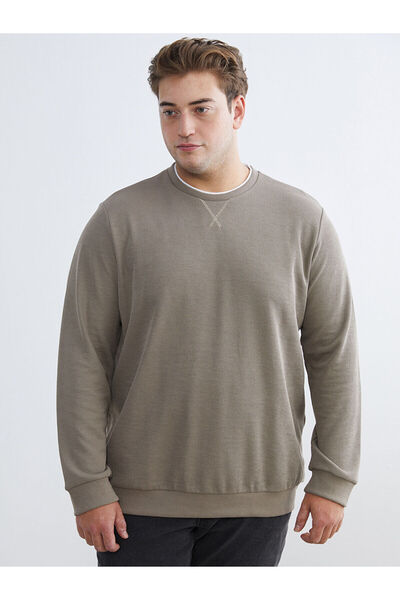 LC Waikiki Plus New Season Large Size Crew Neck Men's Sweatshirt