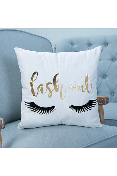 HALAMODO وسادة مزخرفة باللونين الأبيض والذهبي مقاس 45 × 45 سم لطيفة على البشرة