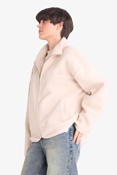 DeFacto Relax Fit Half Turtleneck Welsoft Plush Cardigan F4938Ax25Wn