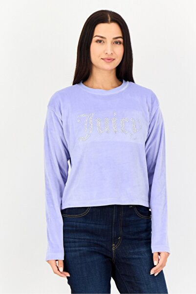 Juicy Couture Women Crew Neck Brand Logo Long Sleeve Sweatshirt, Lilac