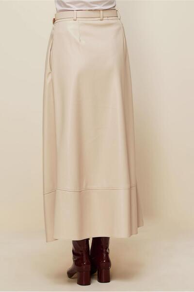 Alvina Belted Faux Leather Skirt 60716