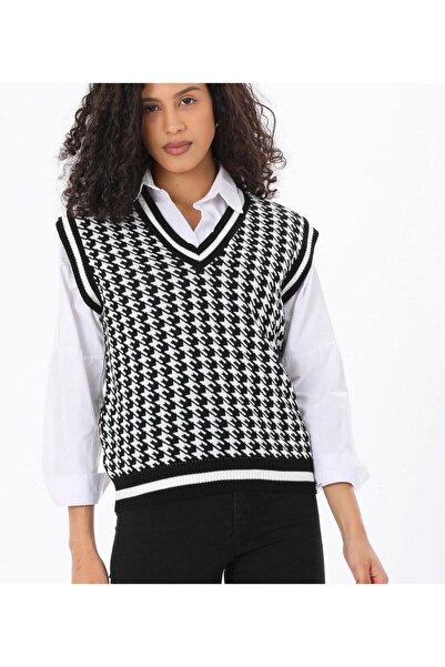 Abaya-AB Пуловер с мотив „гъска крака”