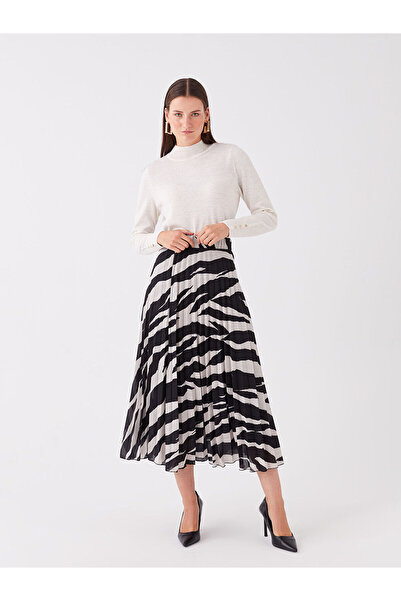 LC Waikiki Patterned Chiffon Women's Skirt with Elastic Waist