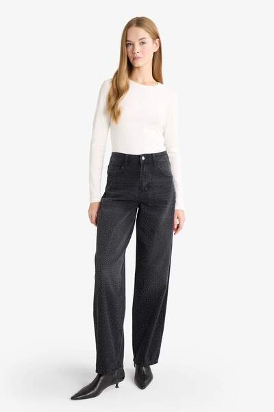 DeFacto Baggy Fit High Waist Long Jean Washed Pants G1737Ax25Wn