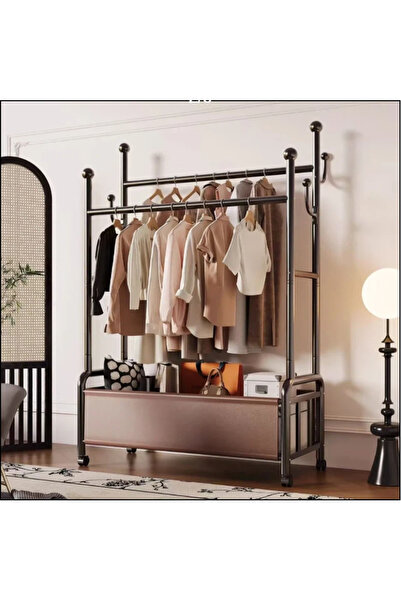 POWER شماعة ملابس معدنية مزدوجة الطبقات، شماعة خزانة ملابس، مع قضيب علوي وطبق...