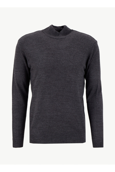 LİMON COMPANY Limon Yarım balıkçı Yaka Basic Düz Antrasit Erkek Kazak MML5WM-...