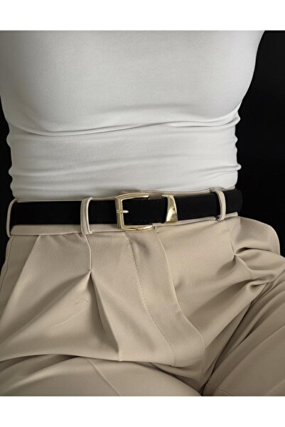 Desre Moda Gold Buckle Suede Belt Trouser Belt Dress Belt Shirt Belt Women's Belt