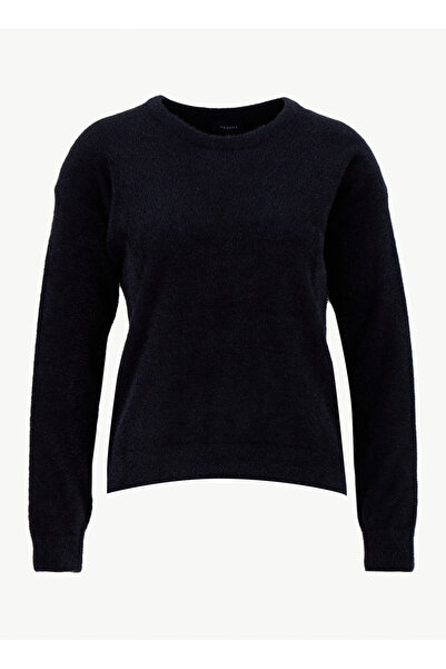 Fabrika Bisiklet Yaka Basic Düz Siyah Kazak Kadın F5WL-KZK0415