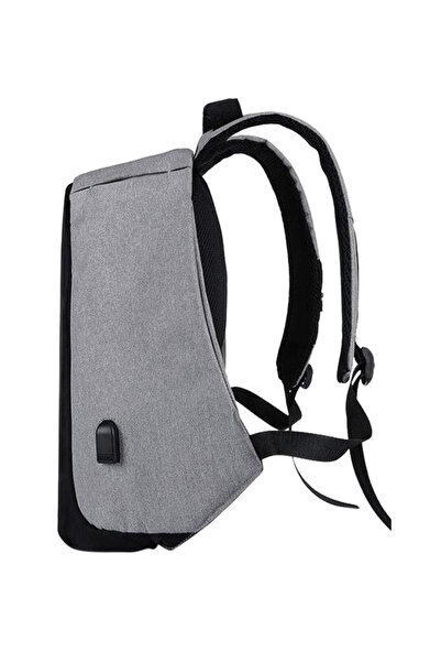 HALAMODO Grey/Black Laptop Backpack with USB Charging Port - Secure Your Belongings