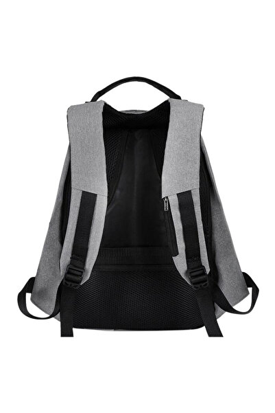 HALAMODO Grey/Black Laptop Backpack with USB Charging Port - Secure Your Belongings