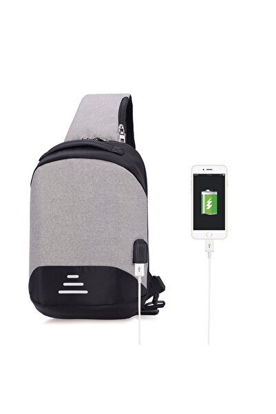HALAMODO Grey Anti-Theft Travel Backpack with USB Charging Port