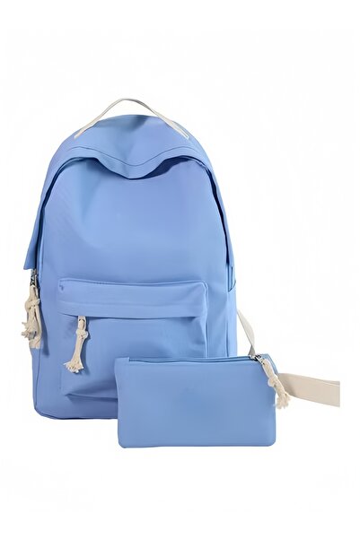 HALAMODO Blue School Bag Set for Kids' Simple Style Backpack