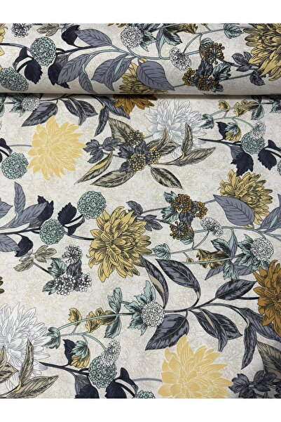 EKUMASCI İskandinav Baharı Desenli Su İtici Duck Keten Perde ve Aksesuar Duck...