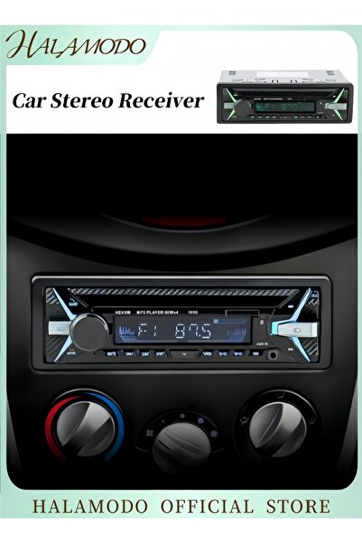 HALAMODO جهاز استقبال ستيريو للسيارة بتقنية بلوتوث مع منفذ USB وشاشة LCD رقمية، يدعم المكالمات بدون استخدام اليدين عبر البلوتوث وراديو FM