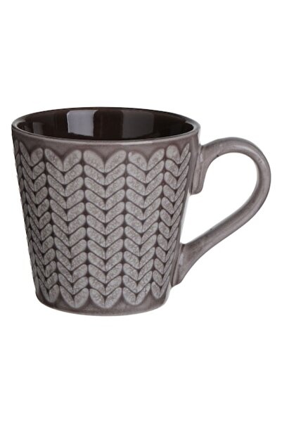 OEM Mini ceramic mug beige-brown with embossed leaves glaze 220ml