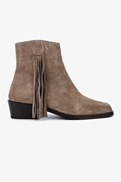 Valmenti Kadın Hakiki Deri Vizon Süet Topuklu Bot